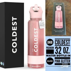 2 BNIB Coldest Premium 32 oz. Water Bottle in Bellatrix Pink Glitter